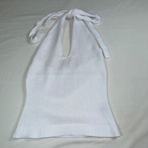 525 America Women's Knit Halter Top White Sleeveless Tie Back Small‎ NWT A0886